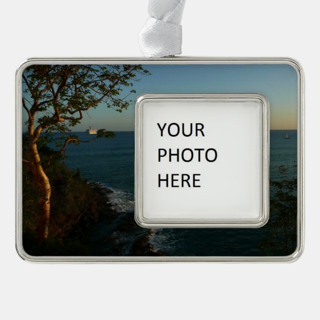 Segeln Sie ab Sunset II Tropical Seascape Rahmen-Ornament Silber (Vorderseite)