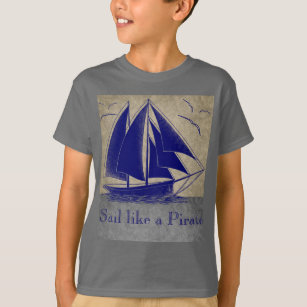 Segeln Sie wie ein Pirat, der See Junge, Vintages T-Shirt