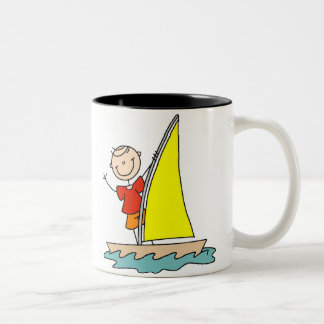 Segeln-Strichmännchen-Tasse Zweifarbige Tasse