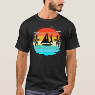 Segeln Vintage Sonnenuntergang Segeln Segelboot T-Shirt