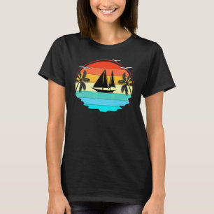 Segeln Vintage Sonnenuntergang Segeln Segelboot T-Shirt