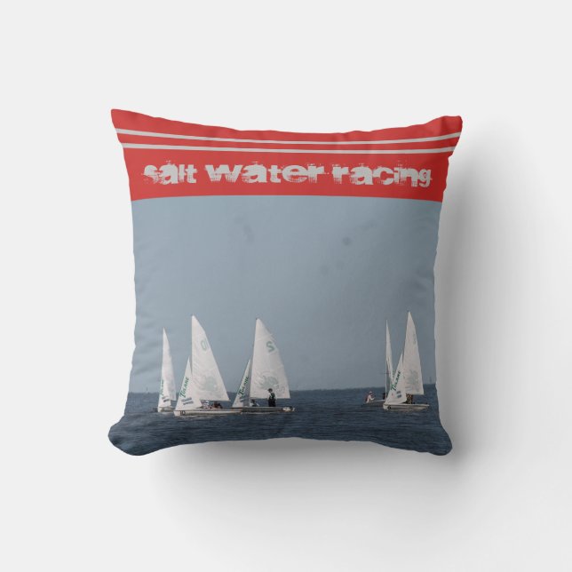 Segeln Wasser Racing Rot, Grau und Blau Kissen (Vorderseite)