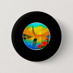 Segelnautik-Bootsliebhaber-Tee-Sonnenuntergangs-Kr Button