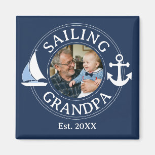 Segelnd Opa Jahr Gegründet Navy Blau Foto Magnet