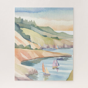 Segelnd Ufer   Rhode Island Ozean Aquarell Puzzle