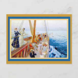 Segelnde Damen im Vintage-Stil Postkarte