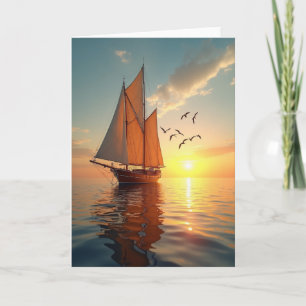 Segelnde Vatertag-Sonnenuntergangskarte Karte