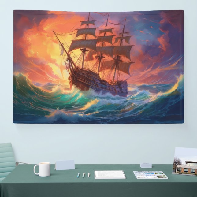 Segelschiff auf einem Sturmmeer Banner (Messe)