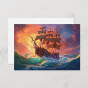 Segelschiff auf einem Sturmmeer Dankeskarte