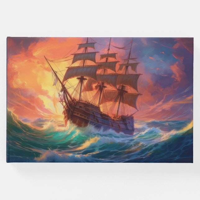 Segelschiff auf einem Sturmmeer Gästebuch (Vorderseite)