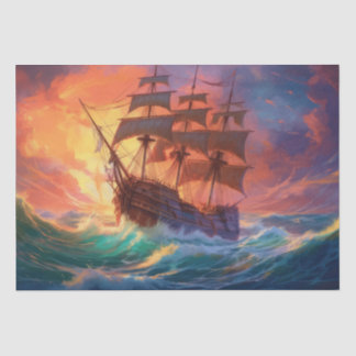 Segelschiff auf einem Sturmmeer Seidenpapier