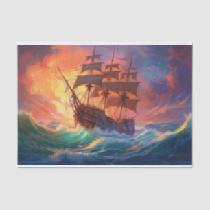 Segelschiff auf einem Sturmmeer Seidenpapier