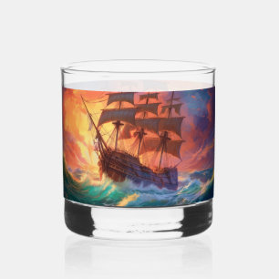 Segelschiff auf einem Sturmmeer Whiskyglas