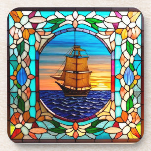 Segelschiff bei Sonnenuntergang Getränkeuntersetzer