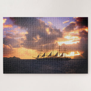 Segelschiff bei Sunset Puzzle