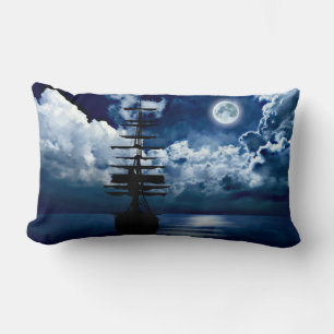 Segelschiff bei Vollmond Kissen