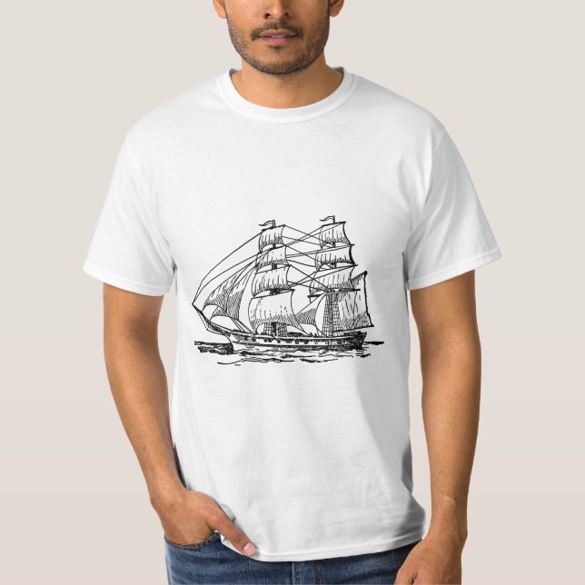 Segelschiff (Brig) T-Shirt (Vorderseite)
