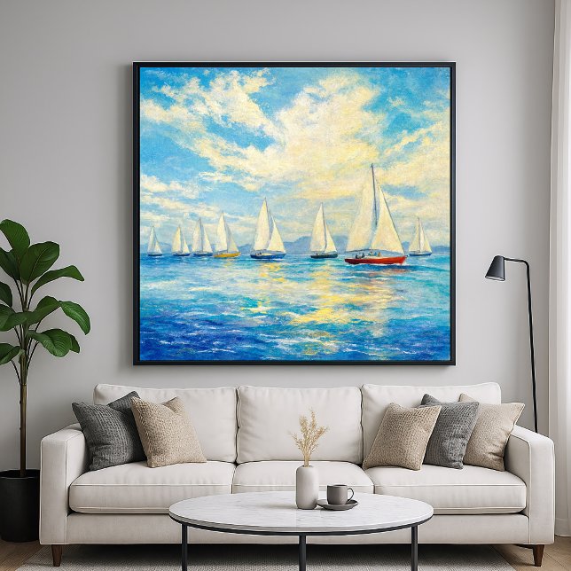 Segelschiff-Flotte - Pastell-Malstil-Seelandschaft Poster (Von Creator hochgeladen)