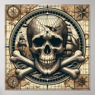 Segelschiff für Skull und Kreuzknochen 1 Poster