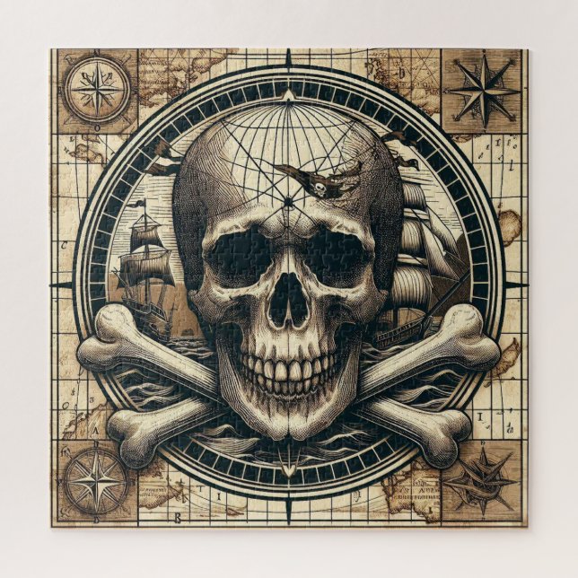 Segelschiff für Skull und Kreuzknochen 1 Puzzle (Vertikal)