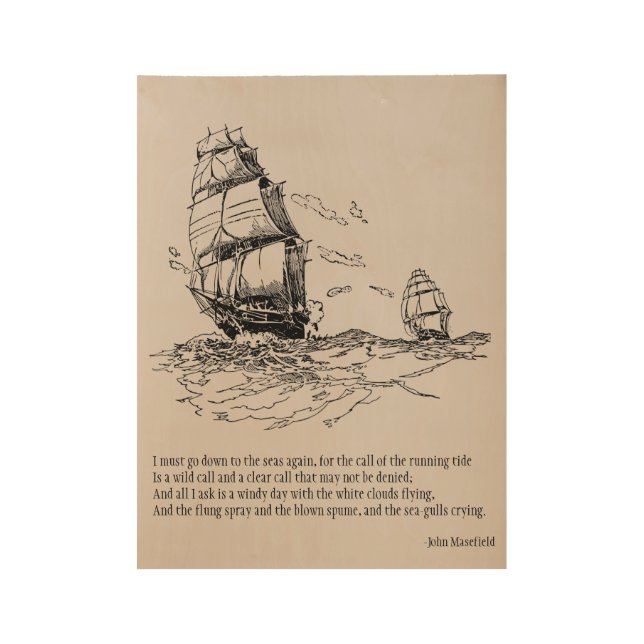 Segelschiff-Gedicht nautisch Holzposter (Vorderseite)