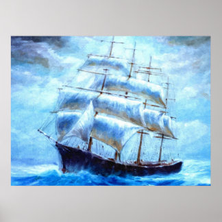 Segelschiff im Meer Poster