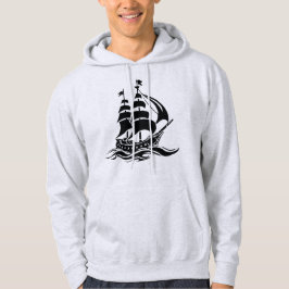 Segelschiff im Schatten – Vintage-Ozean-Illustrati Hoodie
