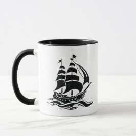 Segelschiff im Schatten – Vintage-Ozeanillustratio Tasse