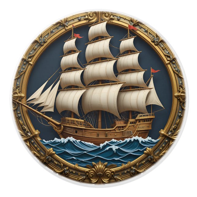 Segelschiff  keramikknauf (Vorderseite)