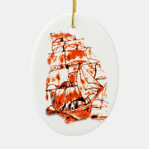 Segelschiff Keramikornament