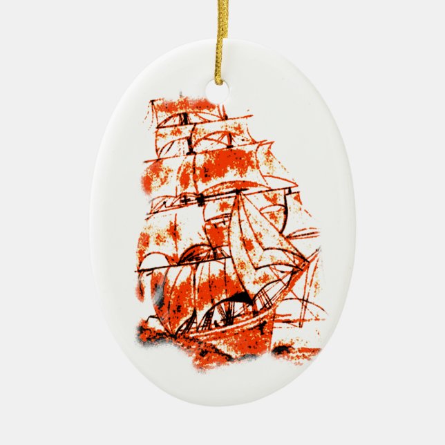 Segelschiff Keramikornament (Vorne)