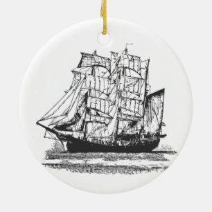 Segelschiff Line Zeichnend Sailboat Windjammer Keramik Ornament