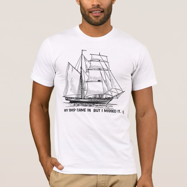 Segelschiff mit Angebot T-Shirt (Vorderseite)