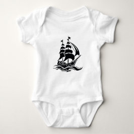 Segelschiff mit Schatten - Vintage-Ozean-Illustrat Baby Strampler