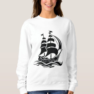 Segelschiff mit Schatten - Vintage-Ozean-Illustrat Sweatshirt