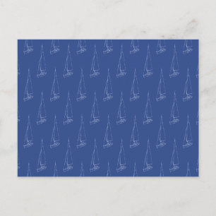 Segelschiff Muster. Dunkelblau. Postkarte