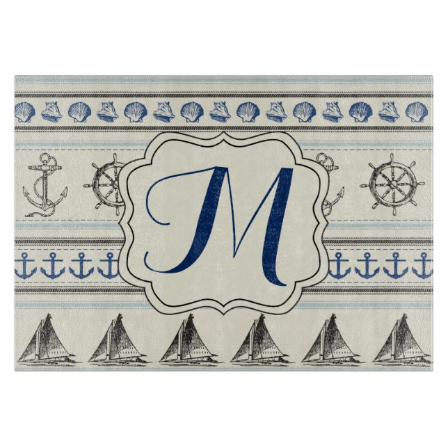 Segelschiff Nautical Rope Glass Cutting Board Schneidebrett (Vorderseite)
