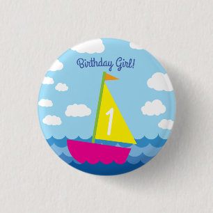 Segelschiff Niedlich Boy Kid's Geburtstagsparty Button