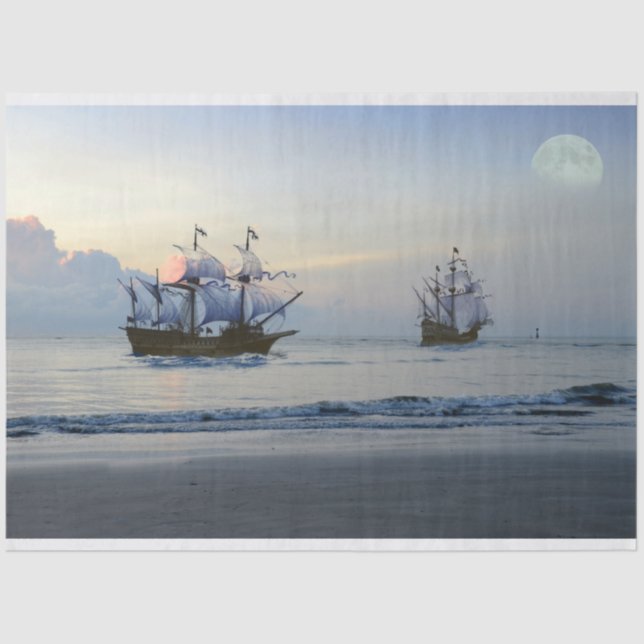Segelschiff Pirate Sailboat Sea 20x30 Decoupage Seidenpapier (Vorderseite)