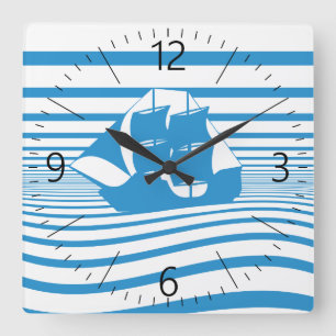Segelschiff Quadratische Wanduhr
