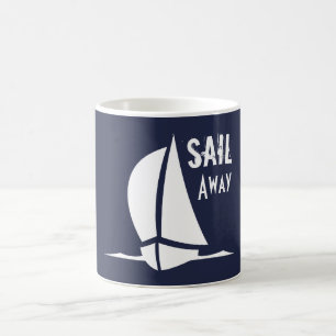 Segelschiff Segelboot Marine und weiß Kaffeetasse
