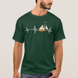 Segelschiff Skipper Sea Lover Sailor Heartbeat Sai T-Shirt