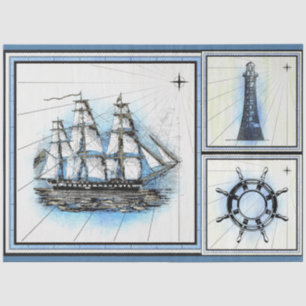 Segelschiff Vintage künstlerische Decoupage Seidenpapier