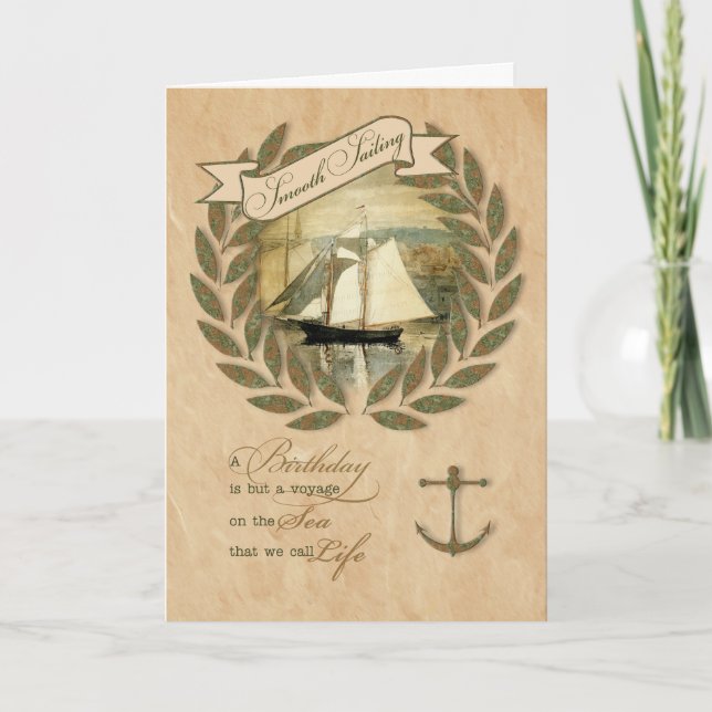 Segelschiff zum Geburtstag als Thema Karte (Vorderseite)