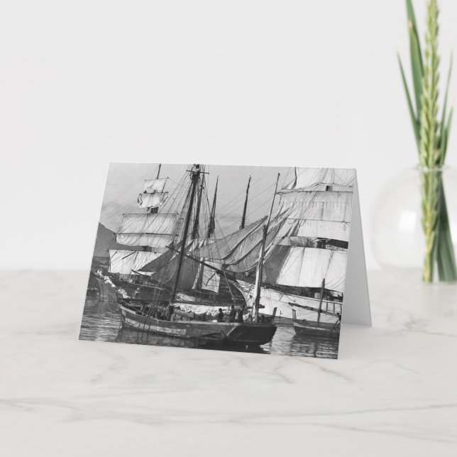 Segelschiffe im Hafen Karte (Vorderseite)