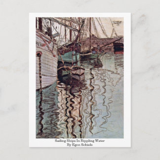 Segelschiffe im Rippelwasser von Egon Schiele Postkarte