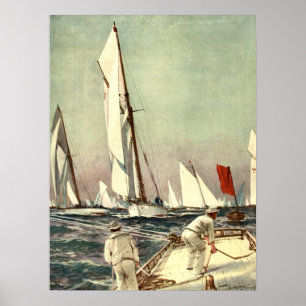 Segelschiffe Männer Segeln Antik Willy Stower Poster