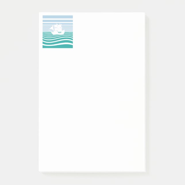 Segelschiffe Muster Post-it Klebezettel (Vorderseite)