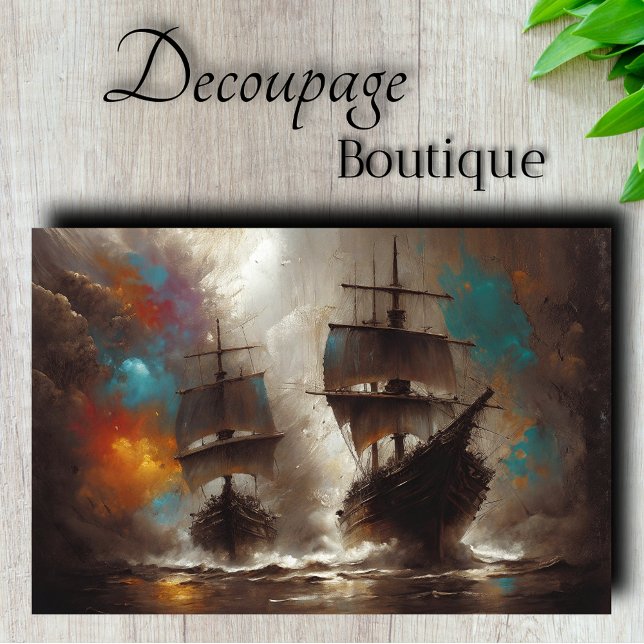 Segelschiffe Storm Decoupage Seidenpapier (Sailing Ships Storm Decoupage Tissue Paper)