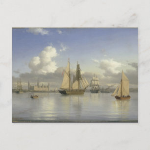 Segelschiffe vor der Burg Kronborg, Schweden, 1880 Postkarte